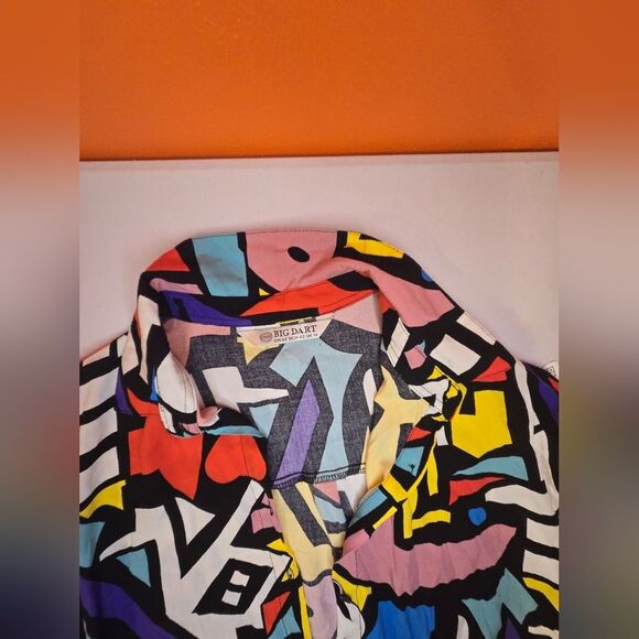 Vintage Big Dart Women's Colorful Geometric Blouse - Picture 2 of 5